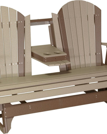 5' Adirondack Poly Balcony Glider Weatherwood & Chestnut Brown