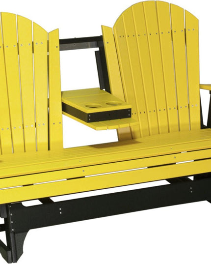 LuxCraft 5 foot adirondack glider with console down yellow and black