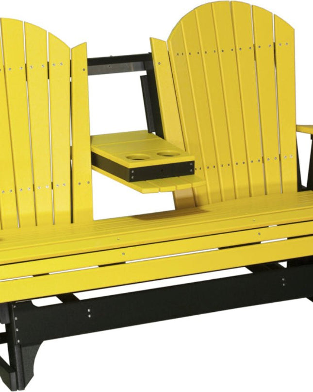 LuxCraft 5 foot adirondack glider with console down yellow and black