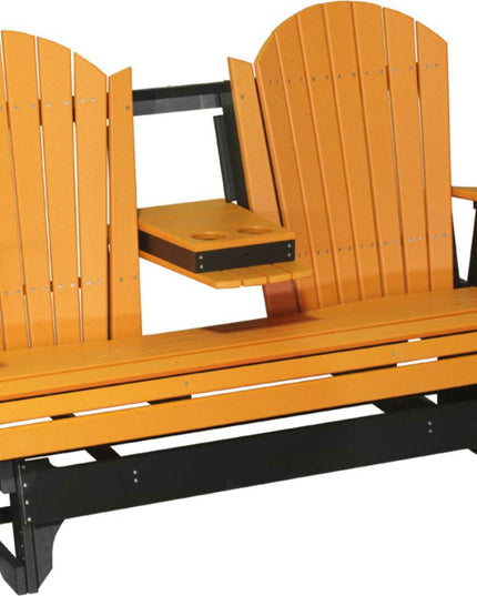 LuxCraft 5 foot adirondack glider with console down tangerine and black