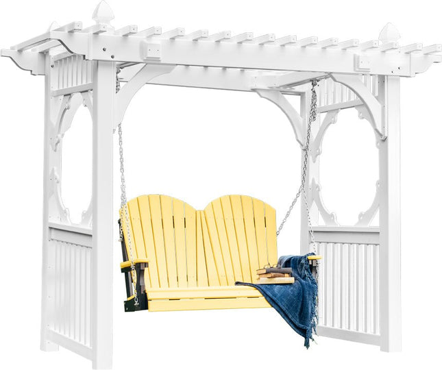 LuxCraft Classic Vinyl Swing Stand Featured in White with 4' Adirondack Swing