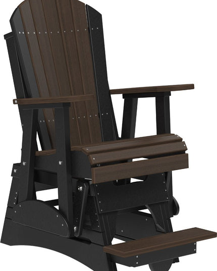 LuxCraft 2 foot Adirondack Poly Balcony Glider Brazilian Walnut & Black