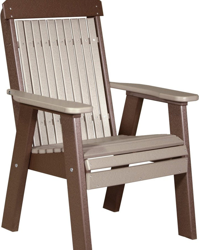 LuxCraft 2 foot Classic Poly Bench Weatherwood & Chestnut Brown