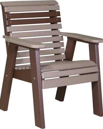 LuxCraft 2 foot Plain Poly Bench Weatherwood & Chestnut Brown
