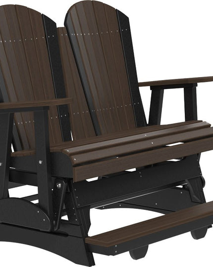 LuxCraft 4 foot Adirondack Poly Balcony Glider Brazilian Walnut & Black