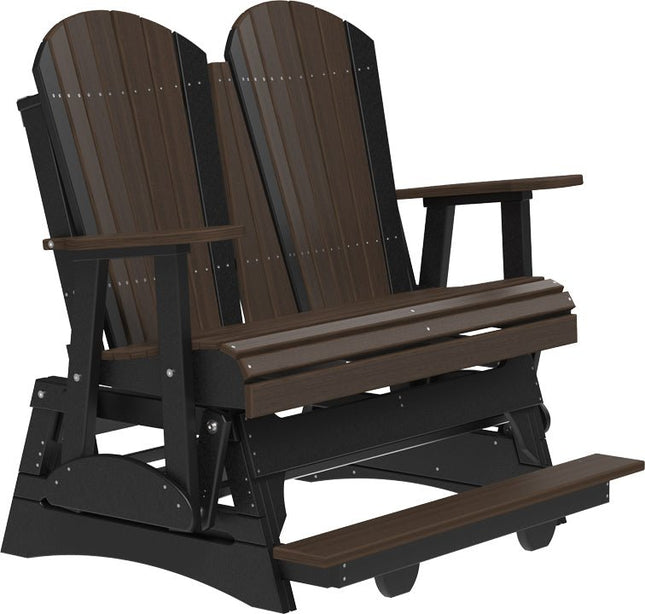 LuxCraft 4 foot Adirondack Poly Balcony Glider Brazilian Walnut & Black
