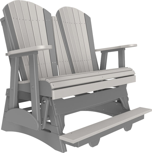 LuxCraft 4 foot Adirondack Poly Balcony Glider Dove Gray & Slate