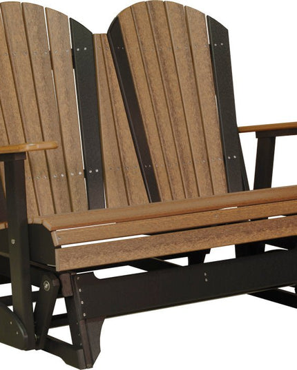 LuxCraft 4 foot Adirondack Poly Glider Antique Mahogany & Black