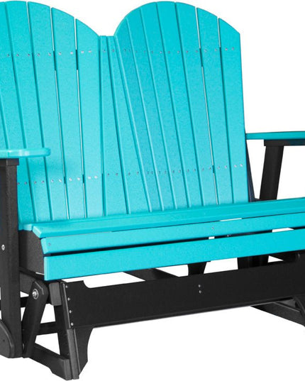 LuxCraft 4 foot Adirondack Poly Glider Aruba Blue & Black