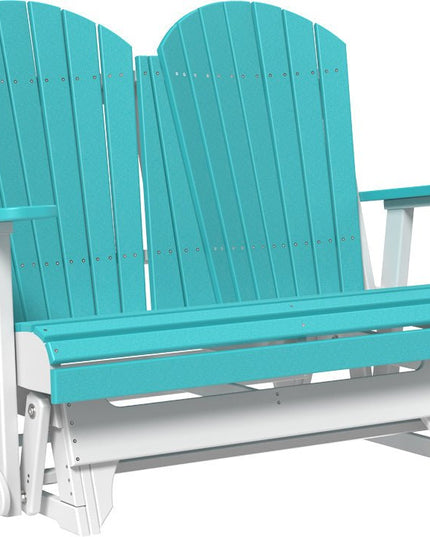 LuxCraft 4 foot Adirondack Poly Glider Aruba Blue & White