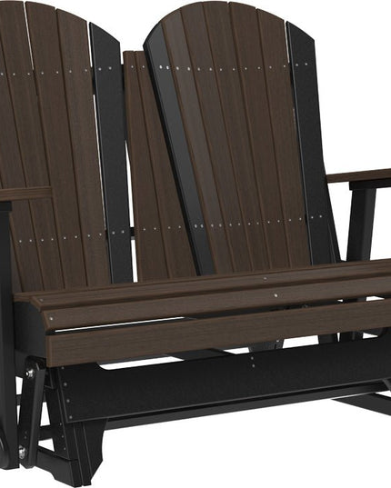 LuxCraft 4 foot Adirondack Poly Glider Brazilian Walnut & Black