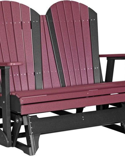 LuxCraft 4 foot Adirondack Poly Glider Cherrywood & Black
