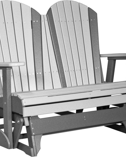 LuxCraft 4 foot Adirondack Poly Glider Coastal Gray & Black