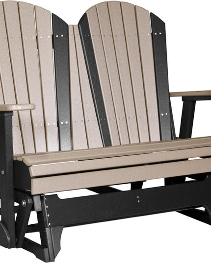 LuxCraft 4 foot Adirondack Poly Glider Weatherwood & Black