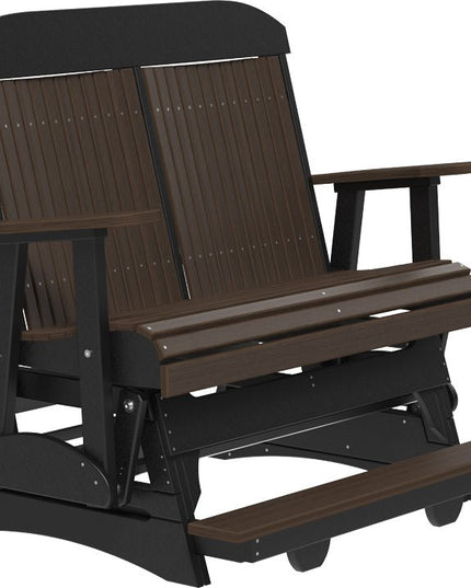 LuxCraft 4 foot Classic Poly Balcony Glider Brazilian Walnut & Black