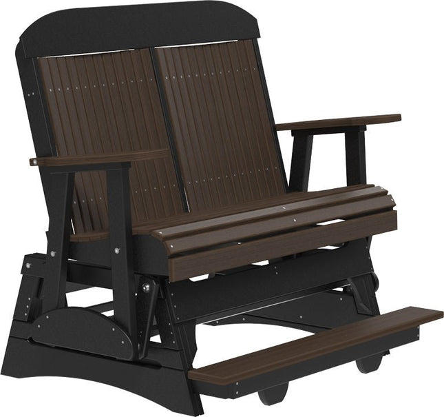 LuxCraft 4 foot Classic Poly Balcony Glider Brazilian Walnut & Black