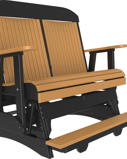LuxCraft 4 foot Classic Poly Balcony Glider Antique Mahogany & Black