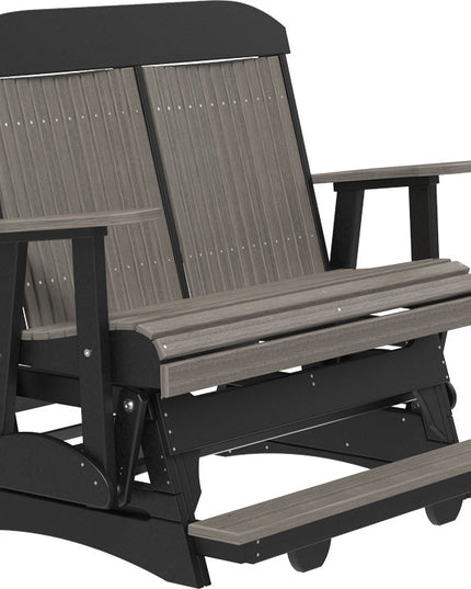 LuxCraft 4 foot Classic Poly Balcony Glider Coastal Gray & Black
