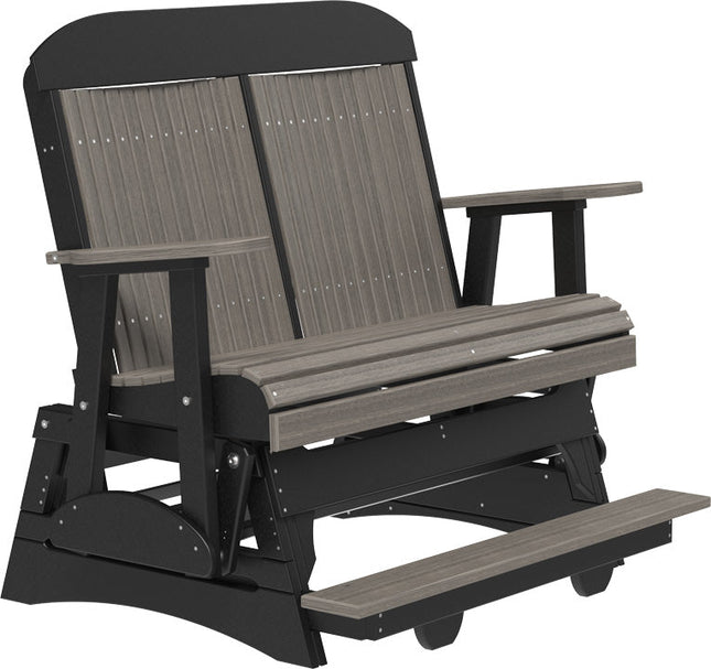 LuxCraft 4 foot Classic Poly Balcony Glider Coastal Gray & Black