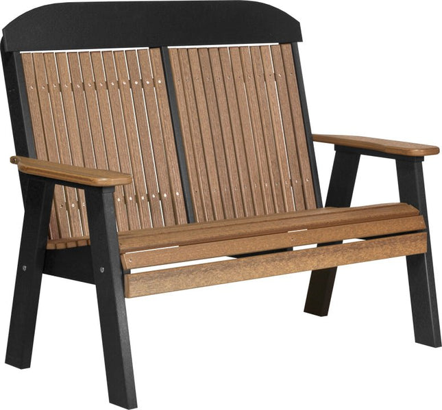 LuxCraft 4 foot Classic Poly Bench Antique Mahogany & Black