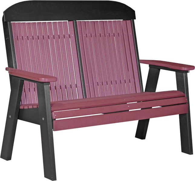 LuxCraft 4 foot Classic Poly Bench Cherrywood & Black
