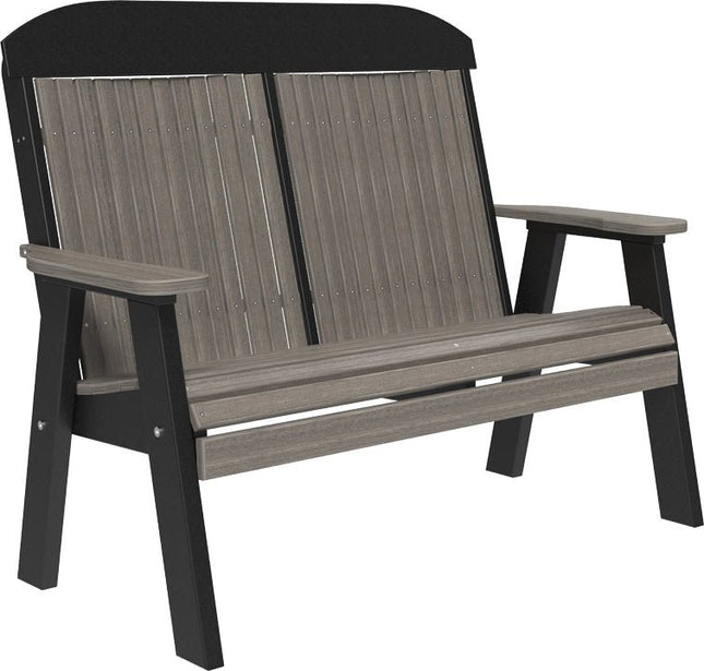 LuxCraft 4 foot Classic Poly Bench Coastal Gray & Black