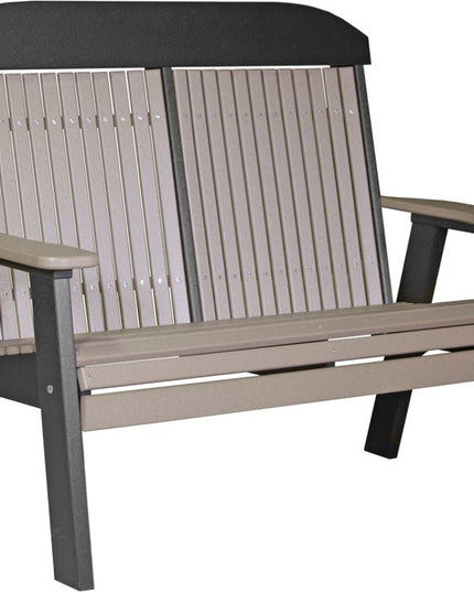 LuxCraft 4 foot Classic Poly Bench Weatherwood & Black