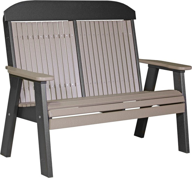 LuxCraft 4 foot Classic Poly Bench Weatherwood & Black