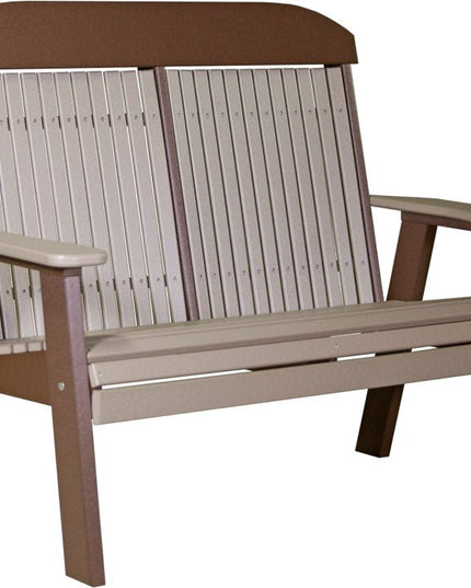 LuxCraft 4 foot Classic Poly Bench Weatherwood & Chestnut Brown