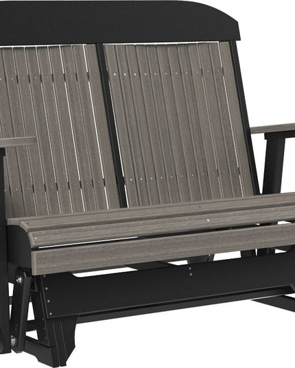 LuxCraft 4 foot Classic Poly Glider Coastal Gray & Black