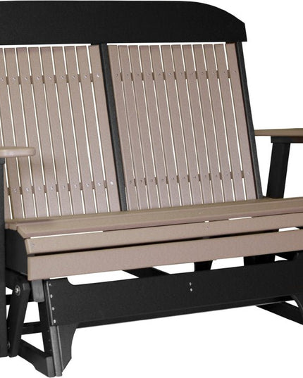 LuxCraft 4 foot Classic Poly Glider Weatherwood & Black