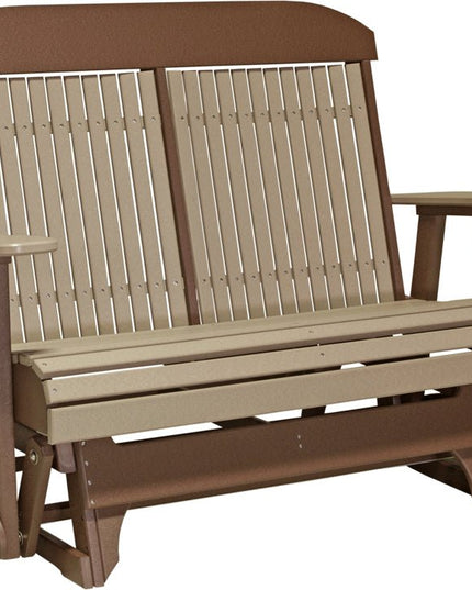 LuxCraft 4 foot Classic Poly Glider Weatherwood & Chestnut Brown