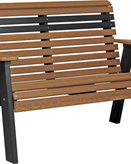 LuxCraft 4 foot Plain Poly Bench Antique Mahogany & Black