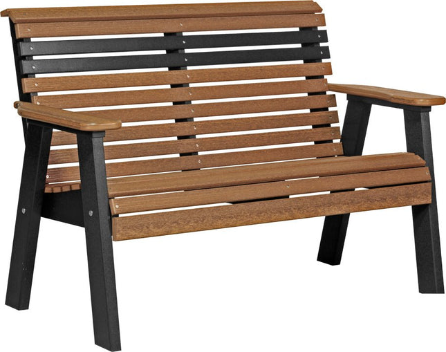 LuxCraft 4 foot Plain Poly Bench Antique Mahogany & Black
