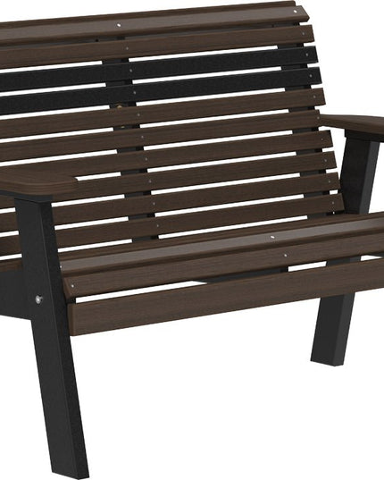 LuxCraft 4 foot Plain Poly Bench Brazilian Walnut & Bklack