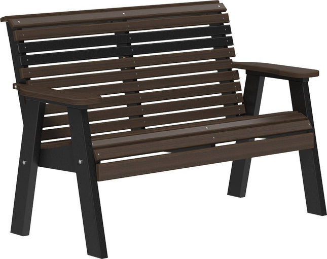 LuxCraft 4 foot Plain Poly Bench Brazilian Walnut & Bklack