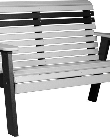 LuxCraft 4 foot Plain Poly Bench Dove Gray & Black