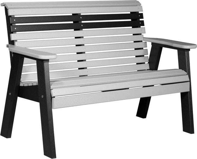 LuxCraft 4 foot Plain Poly Bench Dove Gray & Black