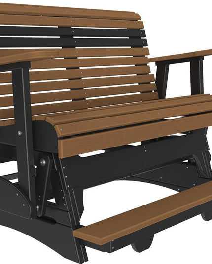 LuxCraft 4 foot Plain Poly Balcony Glider Antique Mahogany & Black