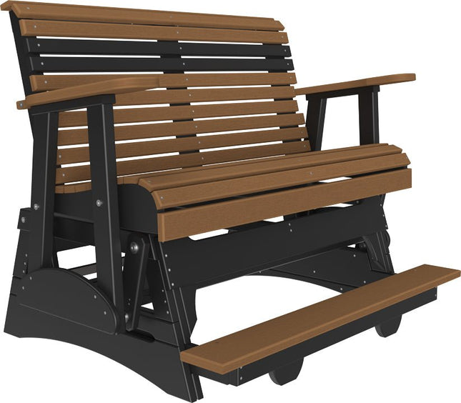 LuxCraft 4 foot Plain Poly Balcony Glider Antique Mahogany & Black