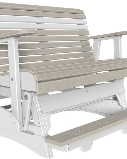 LuxCraft 4 foot Plain Poly Balcony Glider Birch & White