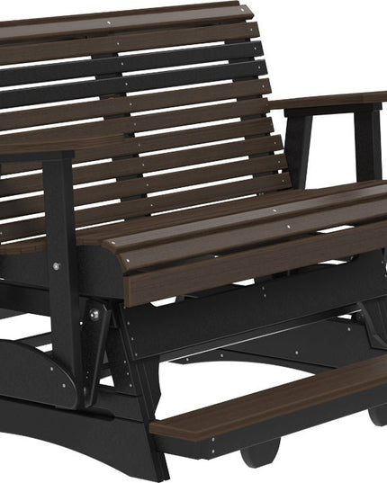 LuxCraft 4 foot Plain Poly Balcony Glider Brazilian Walnut & Black