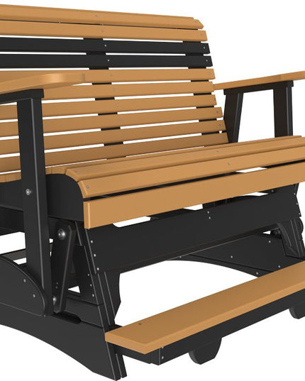 LuxCraft 4 foot Plain Poly Balcony Glider Cedar & Black