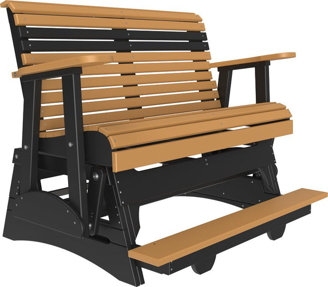 LuxCraft 4 foot Plain Poly Balcony Glider Cedar & Black