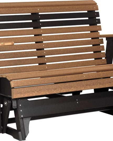 LuxCraft 4 foot Plain Poly Glider Antique Mahogany & Black