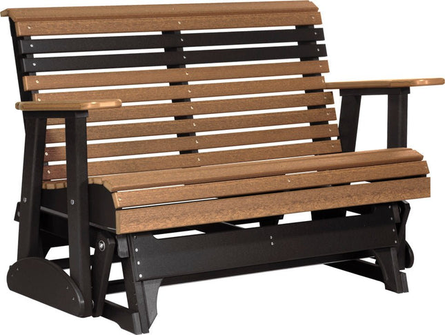 LuxCraft 4 foot Plain Poly Glider Antique Mahogany & Black