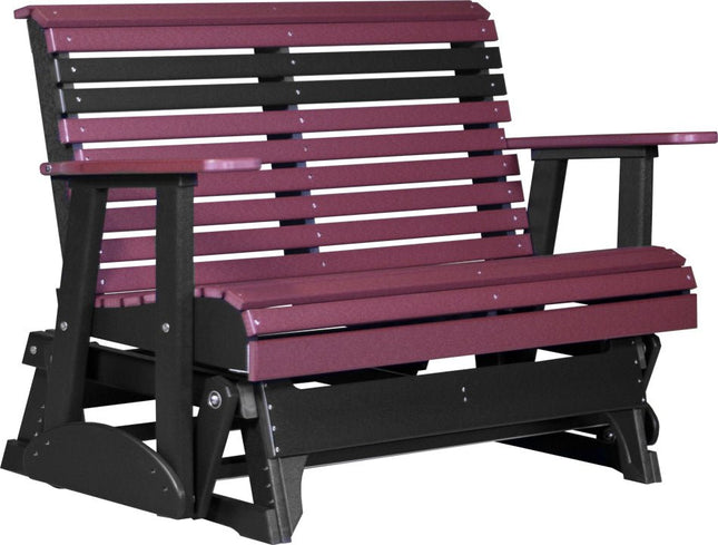 LuxCraft 4 foot Plain Poly Balcony Glider Cherrywood & Black