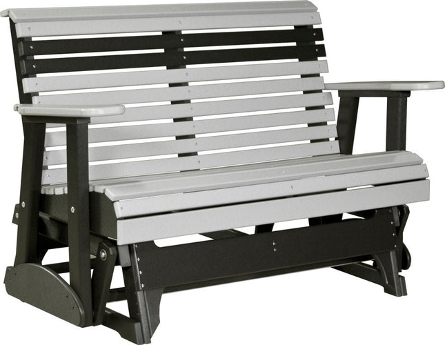 LuxCraft 4 foot Plain Poly Glider Dove Gray & Black