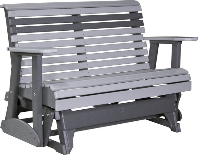 LuxCraft 4 foot Plain Poly Balcony Glider Dove Gray & Slate
