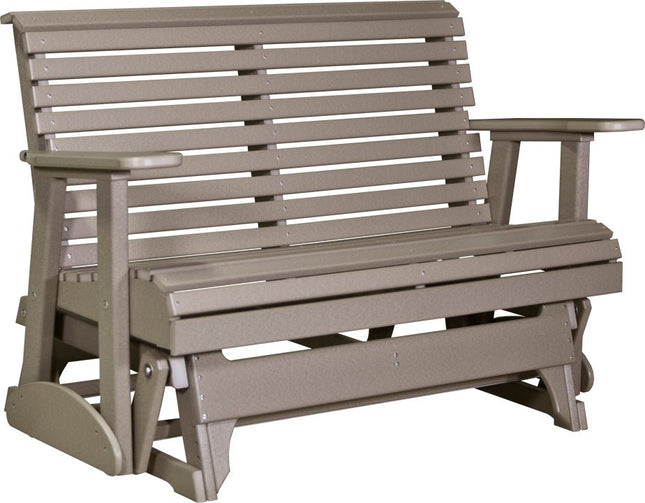 LuxCraft 4 foot Plain Poly Glider Weatherwood